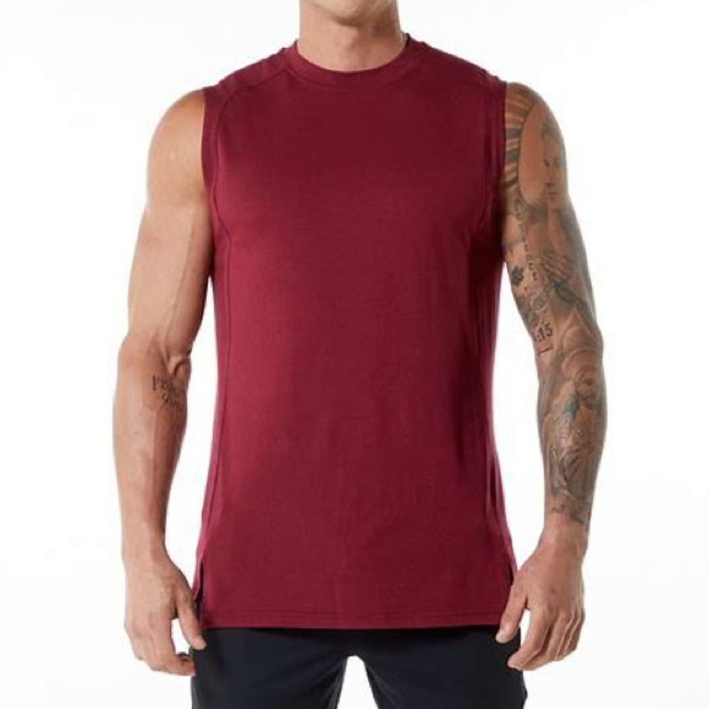 Alphalete Mens Premium Stepped Hem Tank - Ruby Red